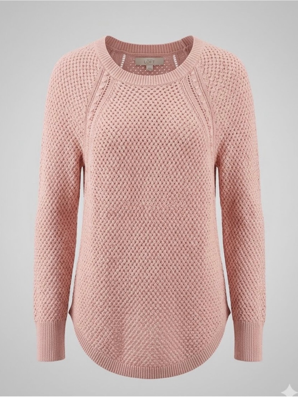 LOFT Blush Pink Waffle Knit Crewneck Sweater